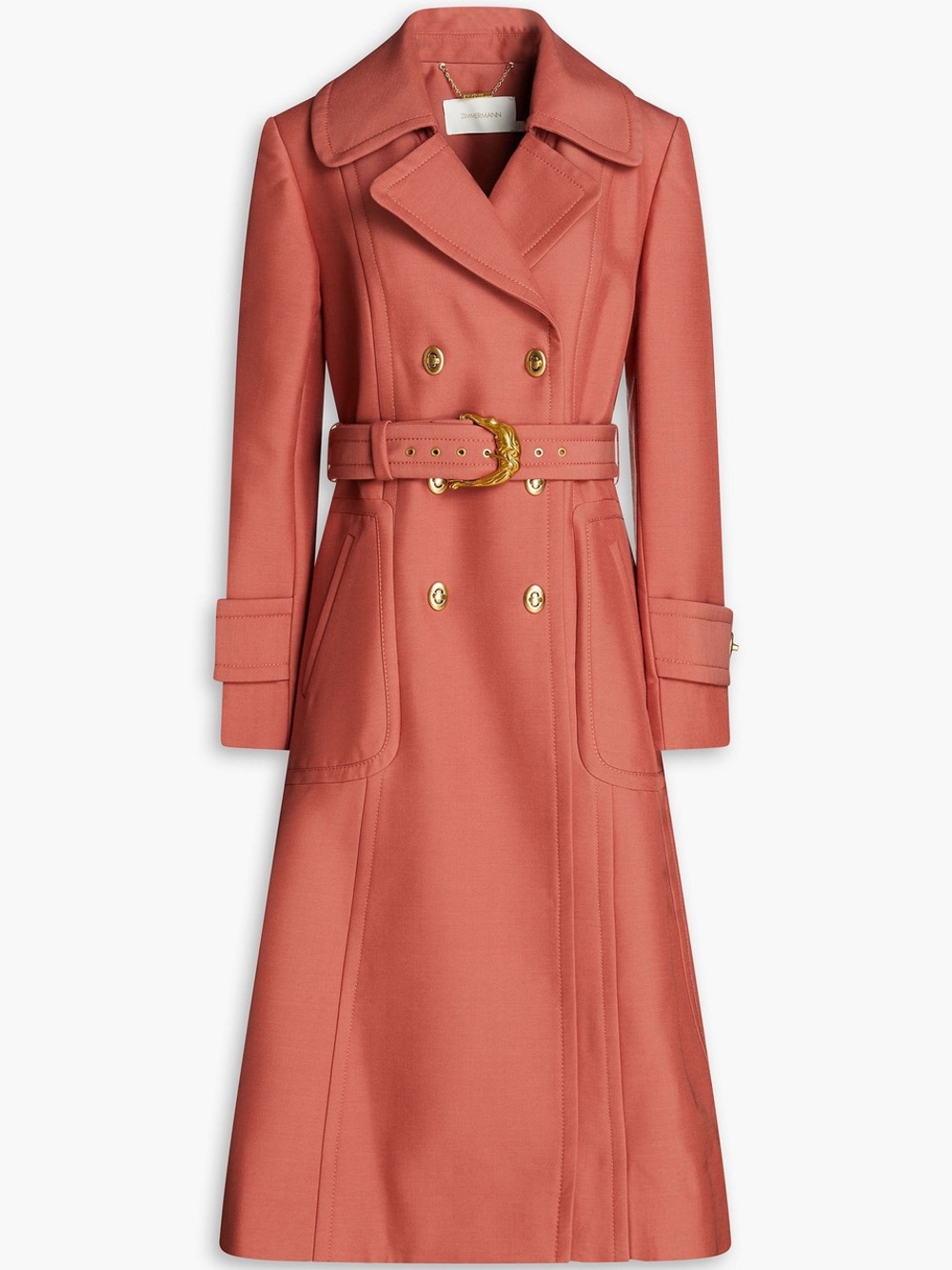 Zimmermann Kaleidoscope Belted Wool-Blend Coat size S